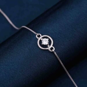 Silver Solitaire Circle Bracelet - 925 Sterling Silver