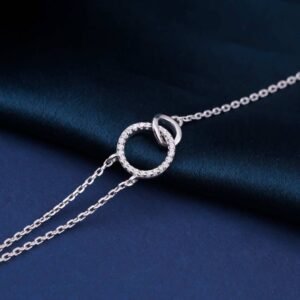 Silver Interlocking Circle Bracelet - 925 Sterling Silver