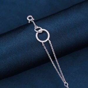 Silver Interlocking Circle Bracelet - 925 Sterling Silver