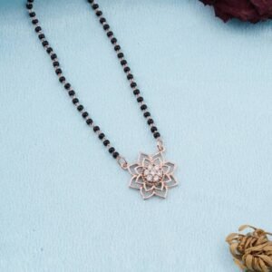 Rose Gold Starlight Zircon Mangalsutra - 925 Sterling Silver Rose Gold Plated