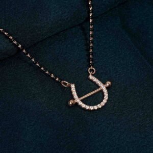 U Bar Mini Mangalsutra - 925 Sterling Silver Rose Gold Plated