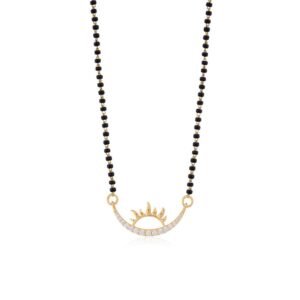 Golden Half Moon Style Mangalsutra - 925 Sterling Silver Gold Plated