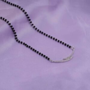 Silver Contemporary Diamond Mangalsutra - 925 Sterling Silver