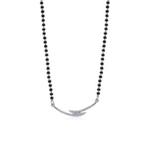 Silver Contemporary Diamond Mangalsutra - 925 Sterling Silver