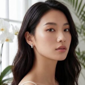 Parallel Pavé J-Hoop Earrings - 925 Sterling Silver Gold Plated